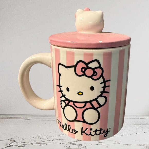 Sanrio Hello Kitty Striped Mug with Lid - Picture 2 of 3